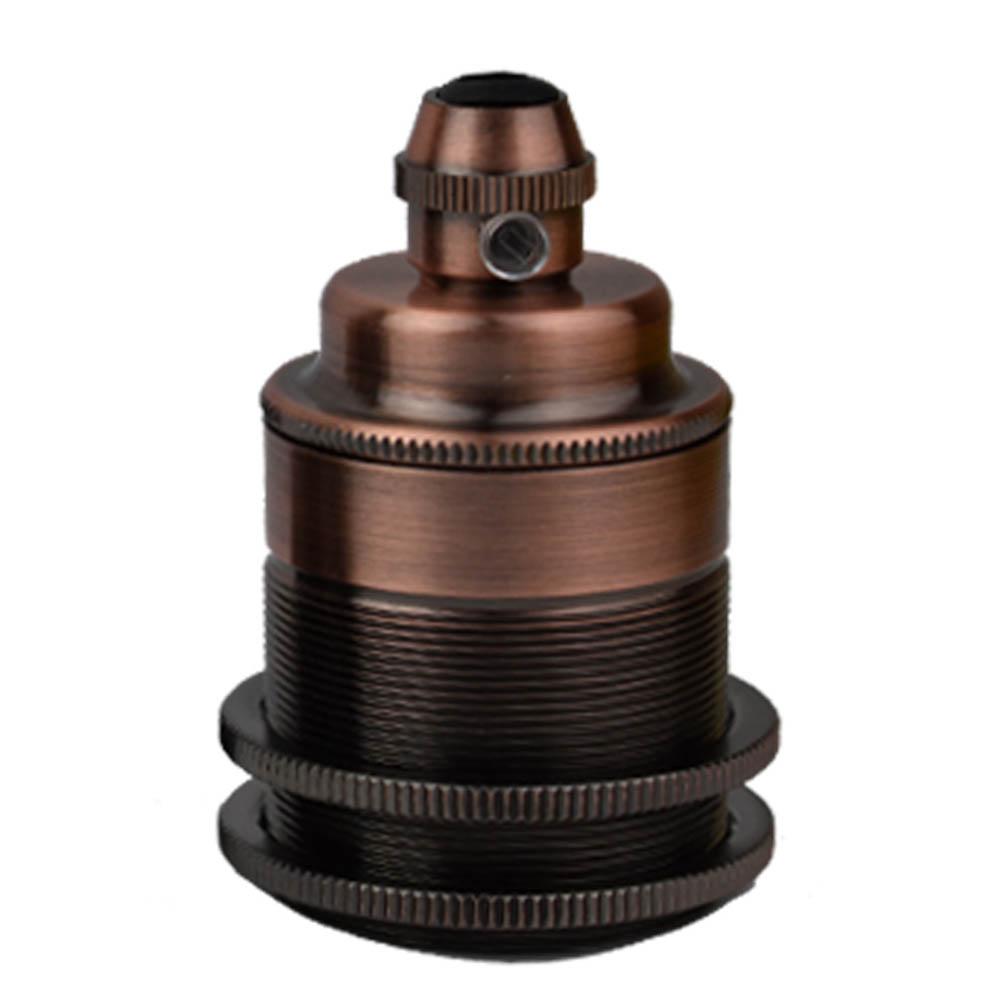 E27 Edison Screw Cap Socket Bulb Holder in various finishes including matt black, copper, rose gold, and satin nickel, showcasing its vintage design.